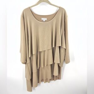 Susan Graver Tunic Top Womens 2X Liquid Knit Stretch Tiered Capsule Asymmetric